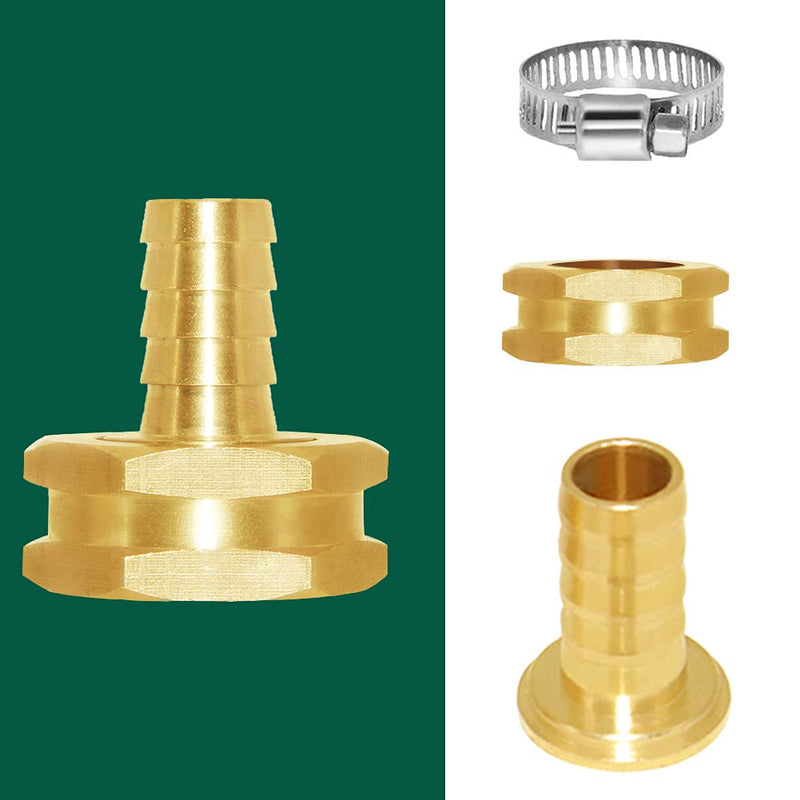 [Australia - AusPower] - Joywayus 10pcs 1/2" Barb x 3/4" Female GHT Thread Swivel Hex Brass Garden Water Hose Pipe Connector Copper Fitting with Stainless Clamp House/Boat/Lawn/Power Wash/Irrigation 3/4"GHT Female 1/2"Barb-10PCS 