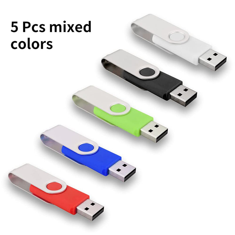 [Australia - AusPower] - 2022, 5 Pack 64GB USB Flash Drives, USB 2.0 Thumb Drives Jump Drive Pen Drive Bulk Memory Sticks Zip Drives Swivel Design (64G, 5Pcs, Mixed Color) 