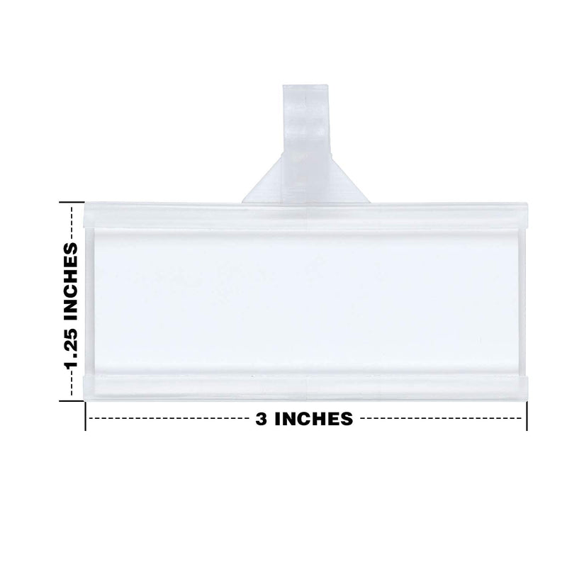 [Australia - AusPower] - Reusable Plastic Wire Shelf Label Holder, for Pantry Retail Shopping Mall Store, Supermarket UPC Price Card & Ticket Display, Strong & Easy Clip Design Tight Snap Lock Closure. 1-1/4" H X 3" W (25) 25 