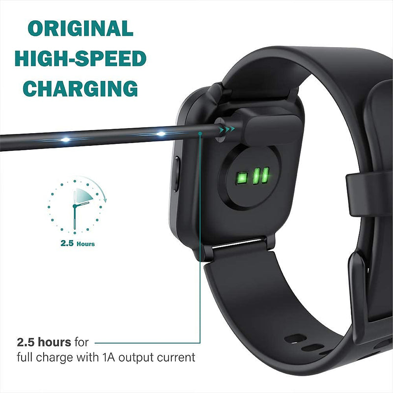 [Australia - AusPower] - Compatible with Stiive Smartwatch LCW01 Charger, Magnetic USB Charging Cable Replacement Charger Cable Compatible with Stiive 1.28 Smartwatch/Lovtutu Smartwatch/Moowhsh Smartwatch 1.28'' (Black) Black 