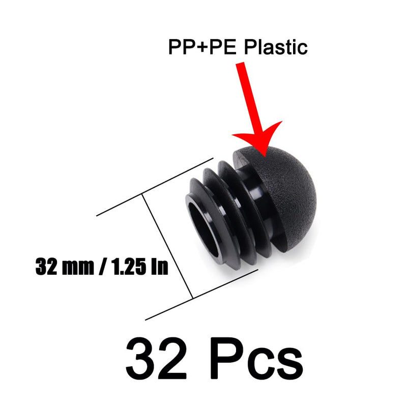 [Australia - AusPower] - 30Pcs 1-1/4 Inch/32 mm Round End Caps Plugs Plastic Chair Leg Inserts, Round Tube Inserts Furniture Glides End Caps Chair Leg Glide Furniture Protectors 1-1/4 Inch/32mm 