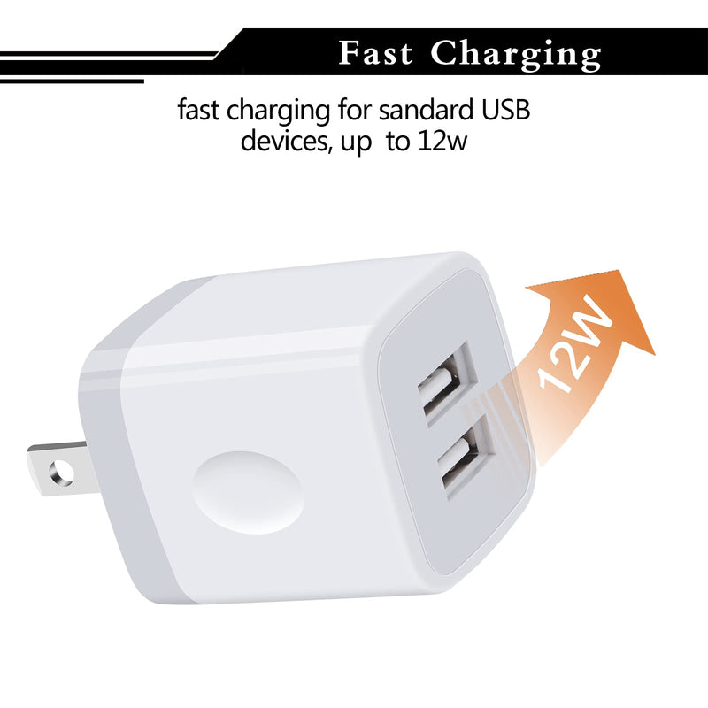 [Australia - AusPower] - Wall Charger,Fast Charging Block,5Pack 2.1A 2 Port Charger Plug Travle Charger Box for iPhone 13 12 Pro Max/11 Pro Max/SE/8/7/6 Plus,Samasung Galaxy S22 Plus S21 Ultra S20 FE F23 Note 20, LG G8 G9 G8X 5Pack White 