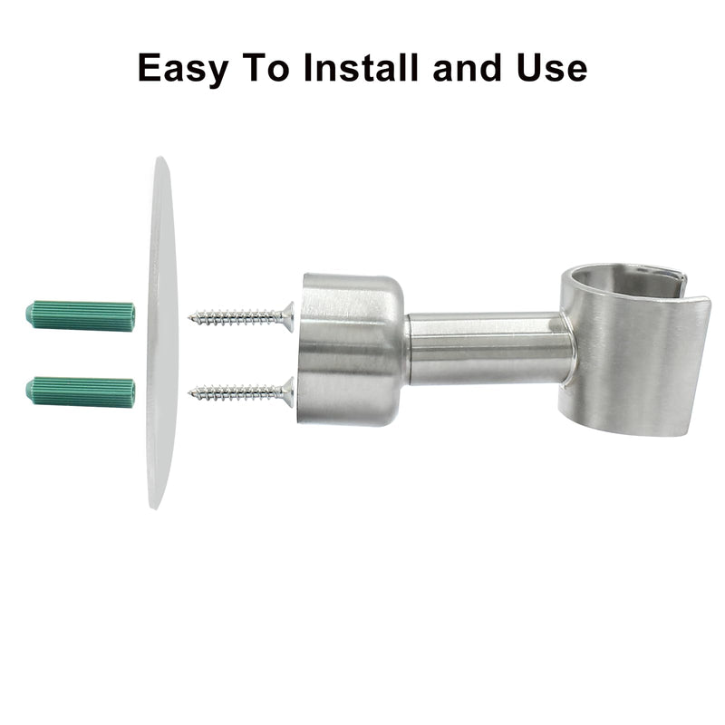[Australia - AusPower] - Unlorspy 304 Stainless Steel Shower Head Holder Bracket, 360Â° Adjustable Brushed Nickel Sturdy Wall Mount Bracket for Handheld Bathroom Shower (Screw Installation) 