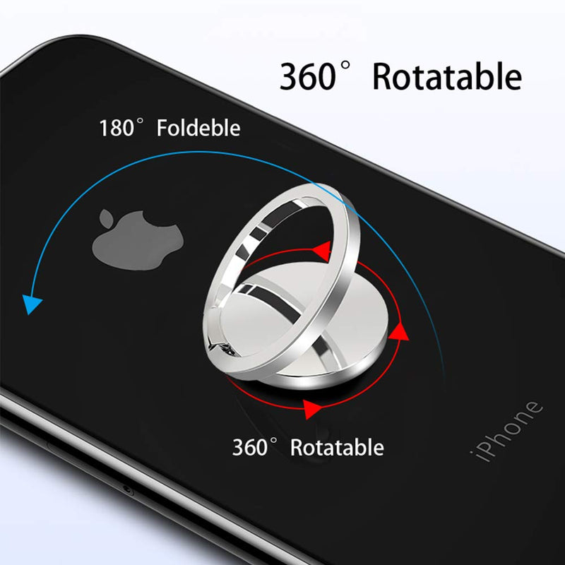 [Australia - AusPower] - Ultra Slim Phone Ring Holder, Tomorotec Thin Cell Phone Ring Stand for Magnetic Car Mount with Black Car Mount Hook - for iPhone X XR XS 8 7 Plus 6S 6 5s 5 SE, Galaxy S8 S7 S6 Edge (Silver) 