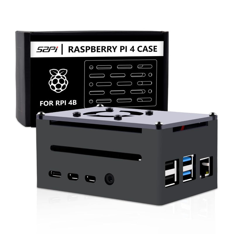 [Australia - AusPower] - GeeekPi Raspberry Pi 4 Case, Raspberry Pi 4 Aluminum Case with Fan, Raspberry Pi 4 Heatsink for Raspberry Pi 4 Model B, High Case Supports POE Hat 