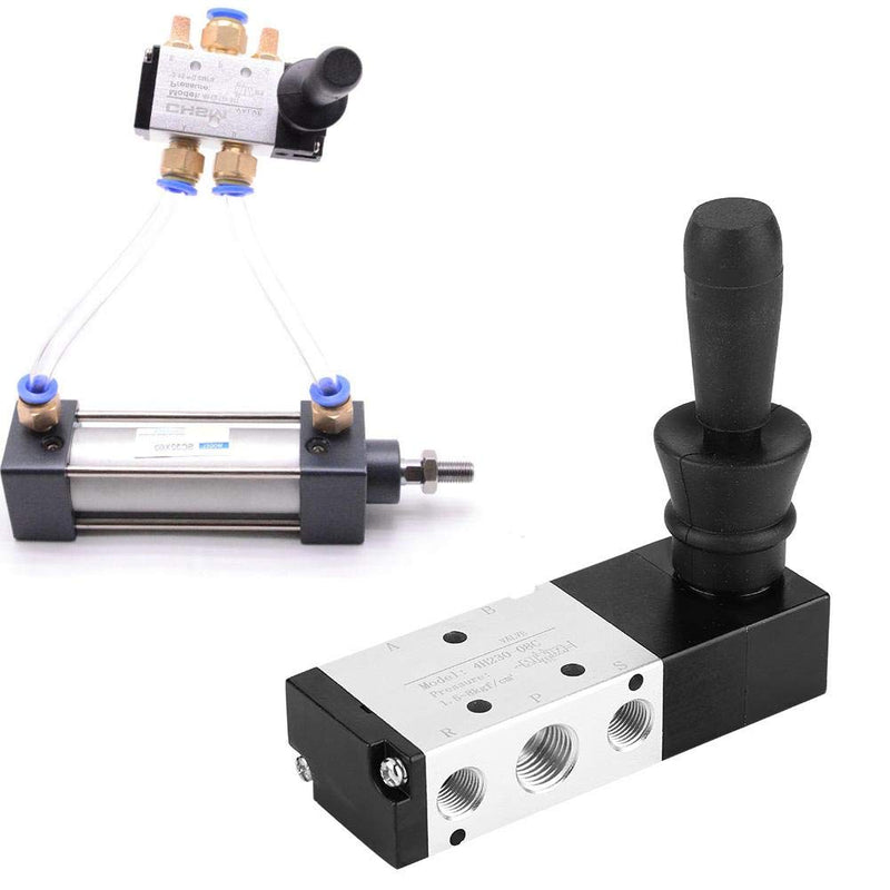 [Australia - AusPower] - Pneumatic Manual Control Valve 5 Port 3 Position Hand Lever Valve 0~0.8Mpa Pneumatic Air Hand Lever Operated Valve Solenoid Valve, (inlet PT1/4) (exhaust G1/8)(4H230-08) 