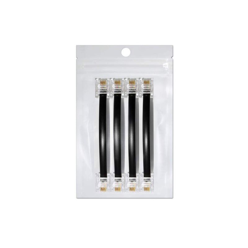 [Australia - AusPower] - (4 Pack) 4 Inch Short Telephone Cable Rj11 Male to Male 4", Phone Line Cord (Black) black 