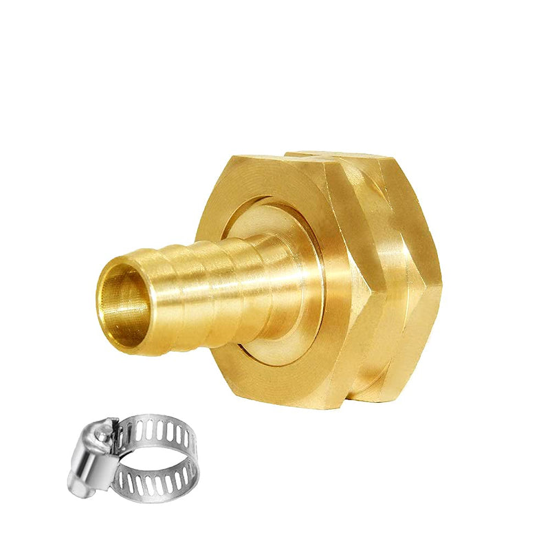 [Australia - AusPower] - Joywayus 10pcs 1/2" Barb x 3/4" Female GHT Thread Swivel Hex Brass Garden Water Hose Pipe Connector Copper Fitting with Stainless Clamp House/Boat/Lawn/Power Wash/Irrigation 3/4"GHT Female 1/2"Barb-10PCS 