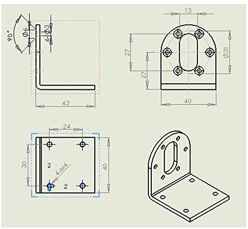 [Australia - AusPower] - Black 37mm DC Gear Motors Mounting Bracket, Iron Anti-rust Gearbox L-shape Fixed Seat, Gear Reduction Motor Holder 37 mm 