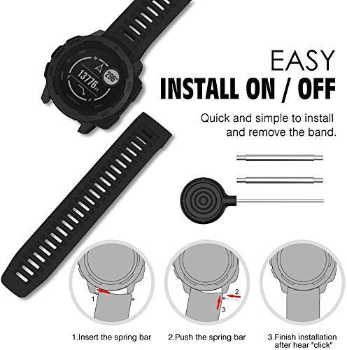 [Australia - AusPower] - QGHXO Band for Garmin Instinct, Soft Silicone Replacement Watch Band Strap for Garmin Instinct/Instinct Tide/Instinct Tactical/Instinct Solar/Instinct Esports (No Tracker) 5PCS Boys 