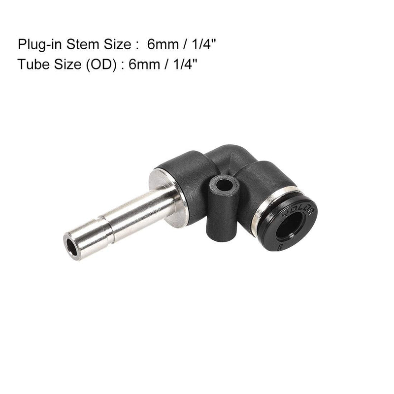 [Australia - AusPower] - uxcell Push to Connect Tube Fitting Plug-in Elbow Pneumatic Air Push Fit Lock Fitting 6mm Tube OD X 6mm Tube Stem 2pcs 