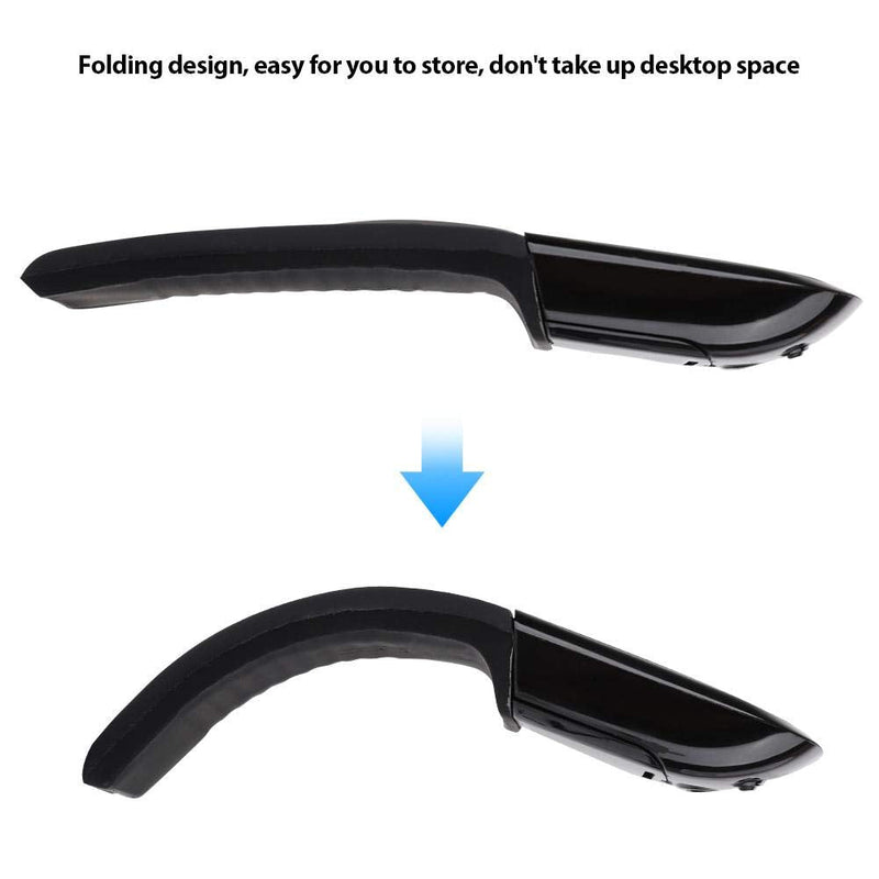 [Australia - AusPower] - Wireless Bluetooth Mouse 1600DPI Ergonomic Foldable Arc Optical Touch Mouse with USB Receiver Suitable for PC Laptop Notebook Mac 