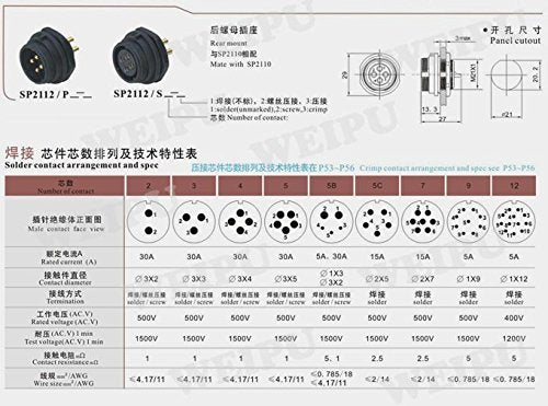 [Australia - AusPower] - SP21 4pin Waterproof Crimp Connector, IP67 30A 500V High Voltage Power Cable Plug Socket, Bulkhead Industrial Heavy Connector(4pin) 