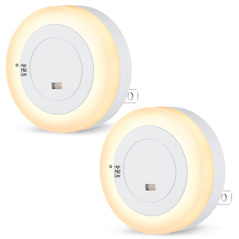 [Australia - AusPower] - FOLKSMATE LED Night Lights Plug in, Dimmable Nightlight Plug Into Wall with Light Sensor, Soft White Adjustable for Adults, Bedroom, Bathroom, 2-Pack 