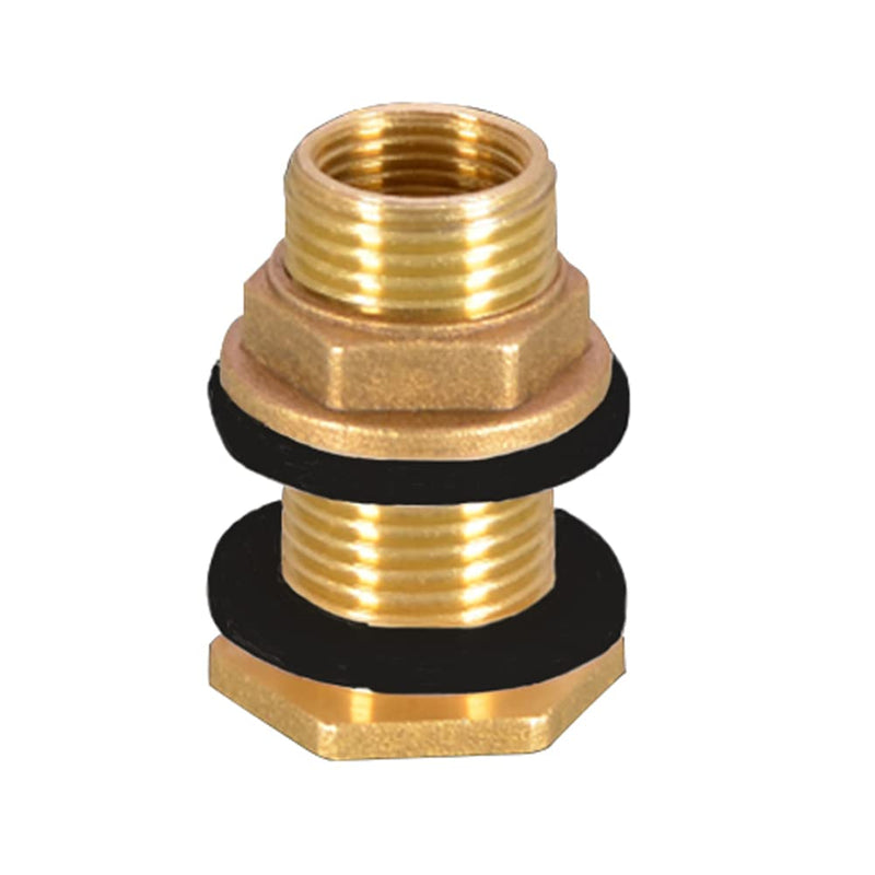 [Australia - AusPower] - Uenede 2PCS Solid Brass Bulkhead Fitting 3/8”Female x 1/2”Male Double Threaded Bulkhead Water Tank Connector 3/8"Female x 1/2"Male 