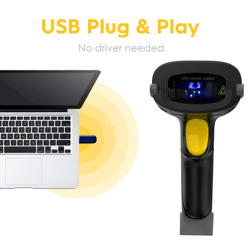 [Australia - AusPower] - NADAMOO Wireless Barcode Scanner 328 Feet Transmission Distance USB Cordless 1D Laser Automatic Barcode Reader Handhold Bar Code Scanner with USB Receiver for Store, Supermarket, Warehouse Gray 