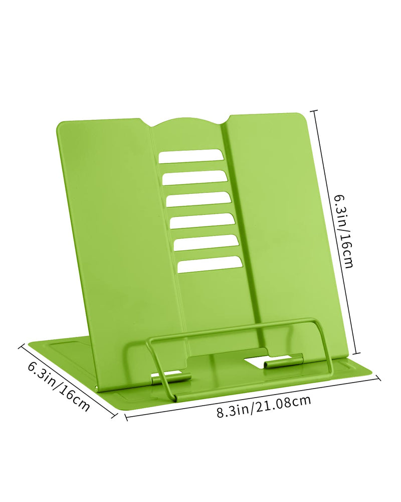 [Australia - AusPower] - MSDADA Book Stand Metal Reading Rest Book Holder Adjustable Cookbook Documents Holder Portable Sturdy Bookstands for Recipes Textbooks Tablet Music Books with Page Clips (Green) Green 