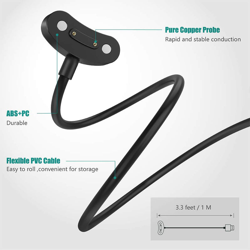 [Australia - AusPower] - TUSITA [2-Pack] Charger Compatible with TicWatch Pro 3, Pro 3 LTE, Pro X, E3 Smart Watch - Magnetic USB Charging Cable 3.3ft 100cm - Smartwatch Accessories 