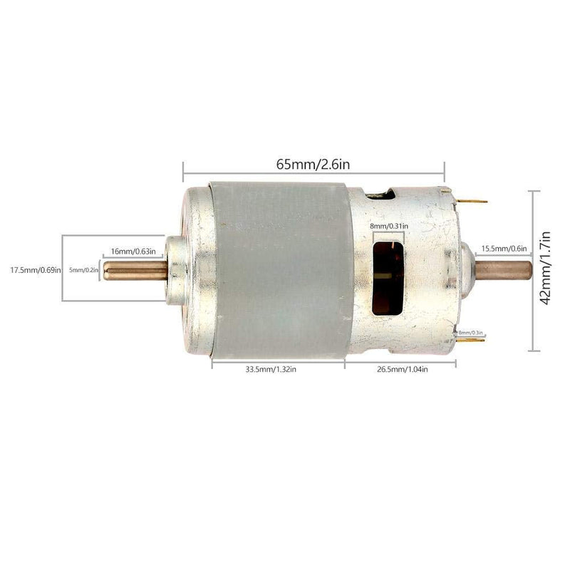 [Australia - AusPower] - 775 DC 12V/24V 50W High Torque Electric Motor, 4500/9000RPM Dual Output Shaft Ball Bearing Electric DC Motor Driver for DIY Parts by Walfron (24V9000RPM) 