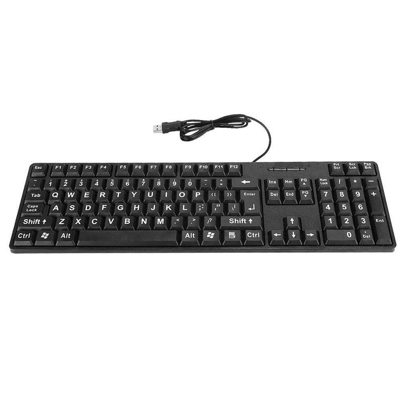 [Australia - AusPower] - Wired PC Keyboard,104-Key USB Silent Computer Keyboard,Large Character Ergonomic Inclination,Suitable for Windows/PC/Laptop/Desktop/Surface (Black) 