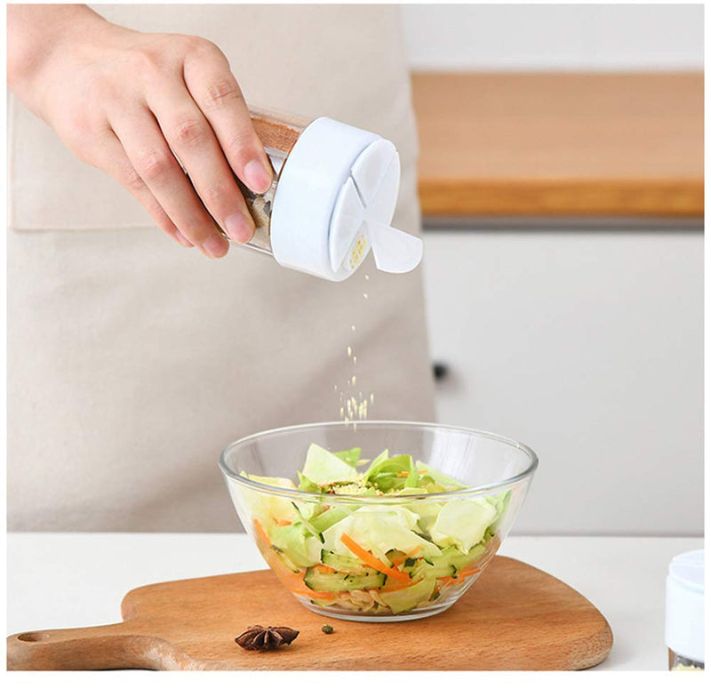 [Australia - AusPower] - AKOAK 1 Pack Multifunctional Four Room Seasoning Bottle Plastic Transparent Storage Box Household Kitchen Seasoning Small Powder Jar 