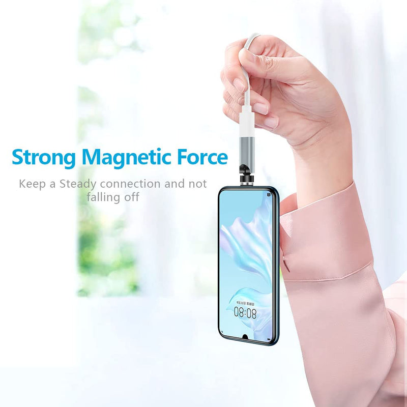 [Australia - AusPower] - USB C Magentic Adapter 540 Degree Rotation 3 in 1 QC 3.0 Fast Charging Max Support 3A, Silver 1pack-silver usb c magnetic adapter 