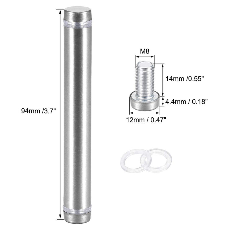 [Australia - AusPower] - uxcell 1/2 Dia x 3-11/16"(12x94mm) Double Head Standoff Screws Acrylic Glass Nails 8pcs 