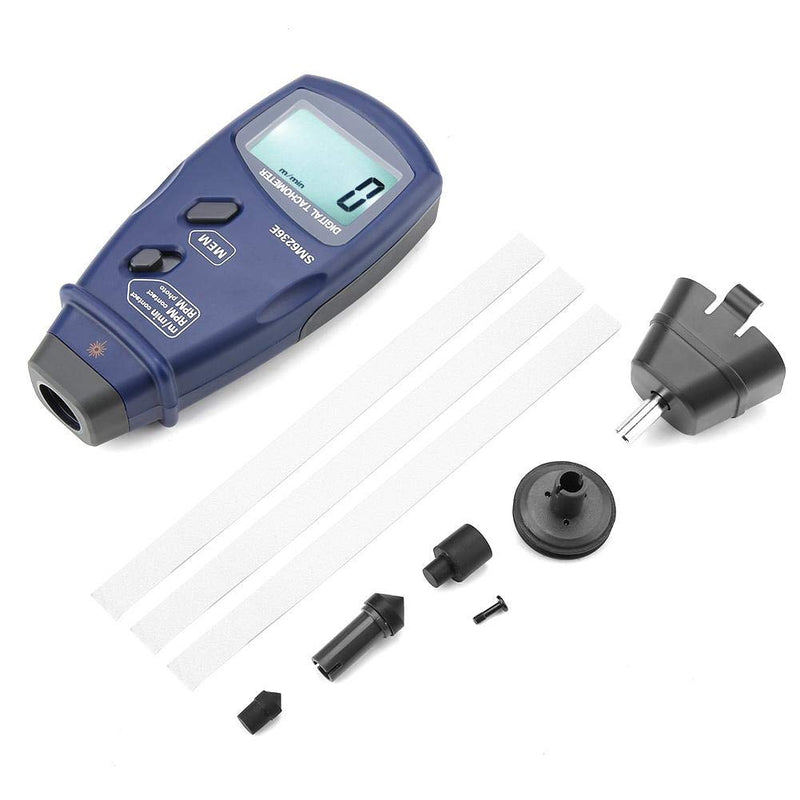 [Australia - AusPower] - Digital Tachometer, SM6236E Handheld Laser/Contact Tachometer 5 Digits 18 mm Digital LCD Tach Rotation Meter Tester Tachometer Kit 