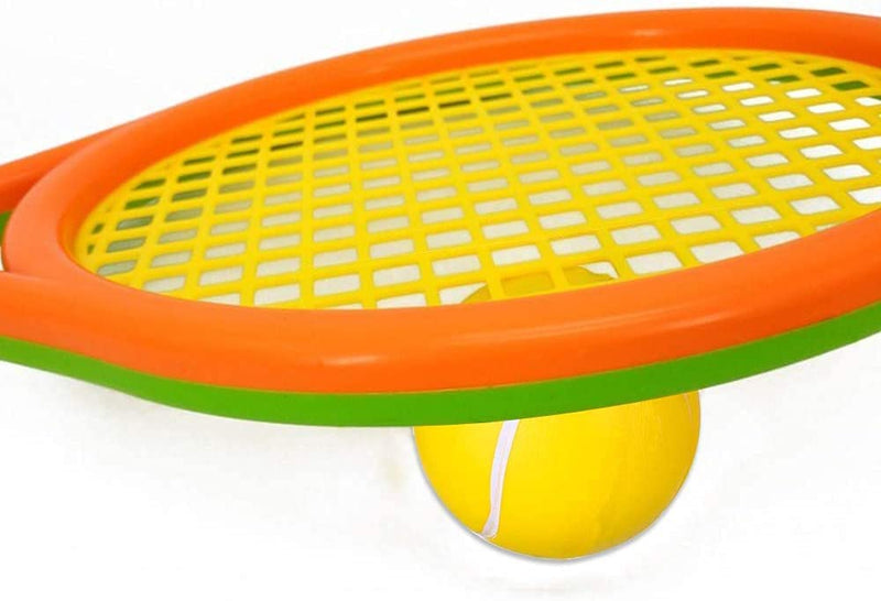 [Australia - AusPower] - Nileatry Kid Tennis Racket with Bag,Plastic Racquet Include 2 Foam Ball,2 Tennis Ball,4 Badminton for Children,Toddler Outdoor/Indoor Sport Play Orange&Green 
