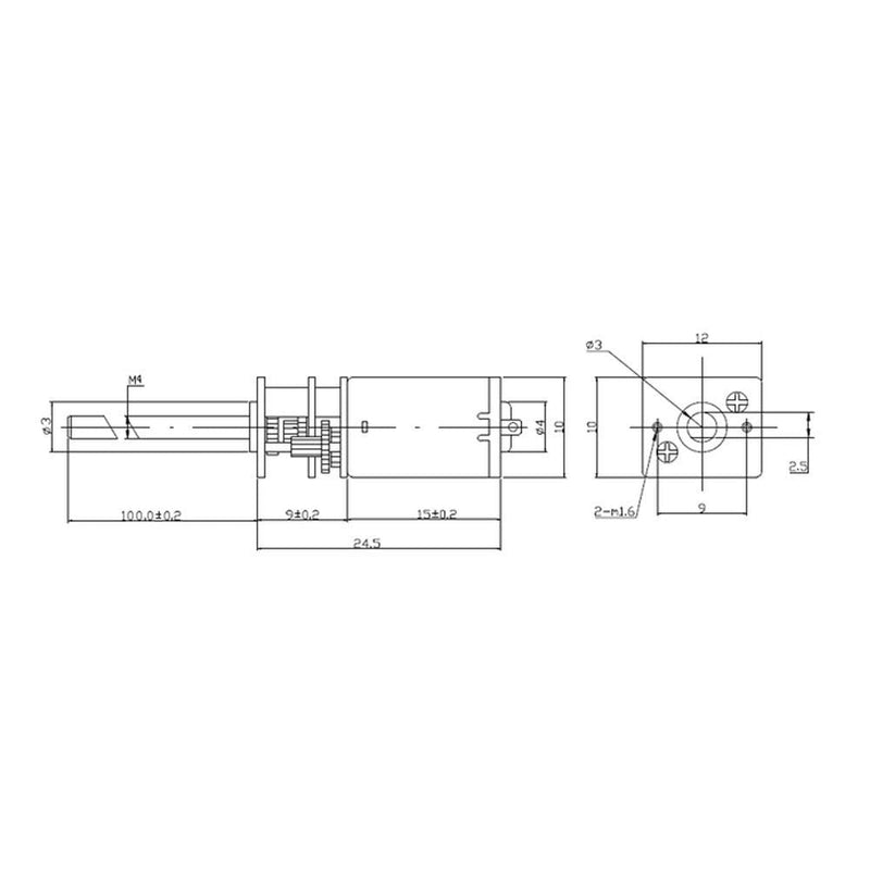 [Australia - AusPower] - DC 6/12V N20 Metal Speed Reduction Motor Micro Electric Motor With Long Output Shaft M4 x 100mm(12V 600RPM) 
