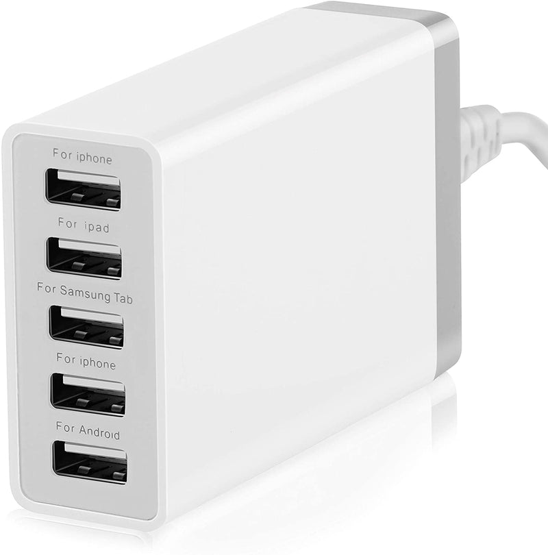 [Australia - AusPower] - Pezin & Hulin 5 Port USB Wall Charger Hub 40W, Desktop USB Charging Station for Multiple Devices, Portable Multi Port USB Charger for Cell Phones, Tablet and More USB Port Device 