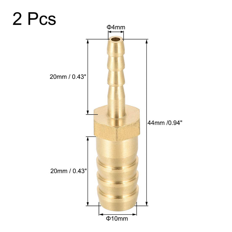 [Australia - AusPower] - uxcell Straight Brass Barb Fitting Reducer, Fit Hose ID 10mm to 4mm 2pcs 