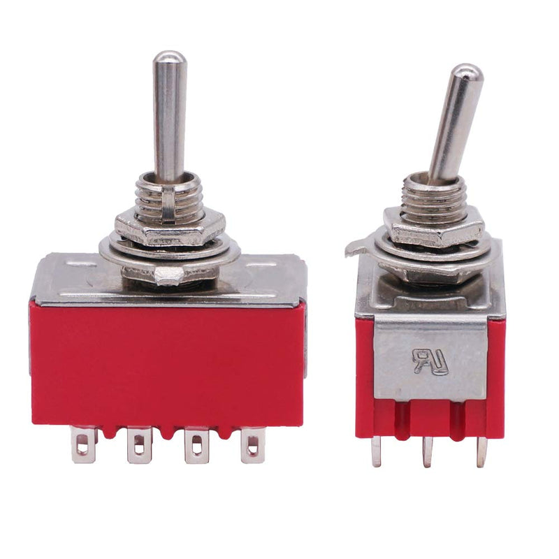 [Australia - AusPower] - Twidec/2Pcs Mini Toggle Switch 4PDT 2 Position 12 Pins ON/ON Miniature Toggle Switch AC 6A/125V 2A/250V Car Boat Switches with Waterproof Cap MTS-402-MZ 12PIN ON-ON 