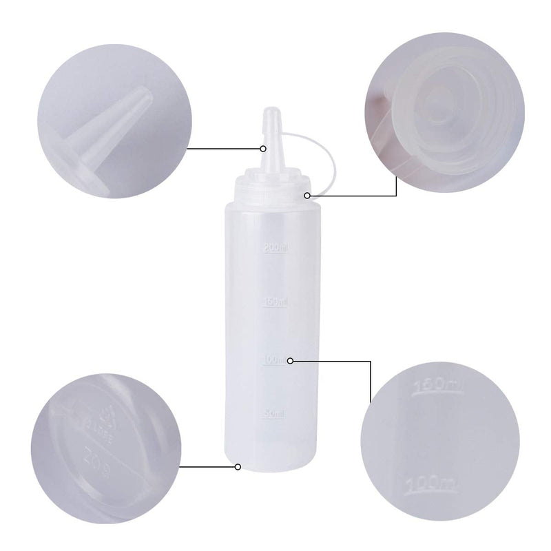 [Australia - AusPower] - Ketchup Dispenser Condiment Squeeze Bottles, Katfort 2PCS 8 oz Plastic Sauce Squirt Bottle with Cap Lids and Funnel, Pancake Squirt Bottles for Sauces Liquids Mustard BBQ Dressing Pancake Art 8oz 