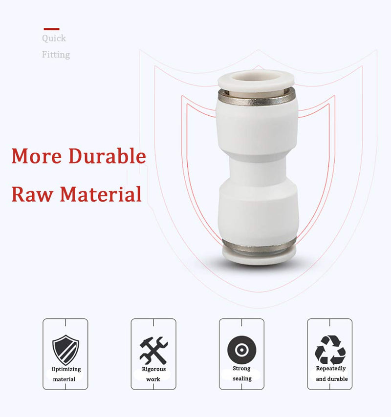 [Australia - AusPower] - 6mm Quick Fitting, 1/4” OD Push to Connect Pipe Tube Straight Fittings, Pneumatic Air Line Connector 10Pcs (White) 6mm 