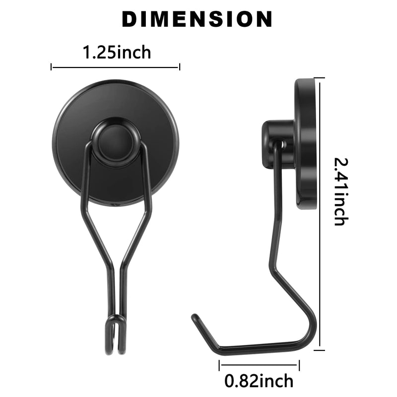 [Australia - AusPower] - Magnetic Hooks,Tohoer Heavy Duty Neodymium Magnet Hook 75LBS with Rust Proof for Indoor Outdoor Hanging,Refrigerator,Grill,Kitchen,Key Holder,Black,Pack of 3 3PCK 