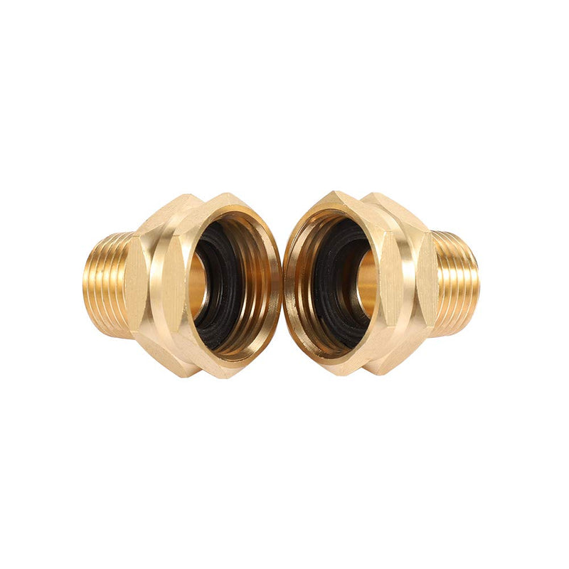 [Australia - AusPower] - Brass Garden Hose Adapter, 3/4” GHT Female x 1/2” NPT Male Connector,GHT to NPT Adapter Brass Fitting,Brass Garden Hose to Pipe Fittings Connect 2pcs (3/4” GHT Female x 1/2” NPT Male) 