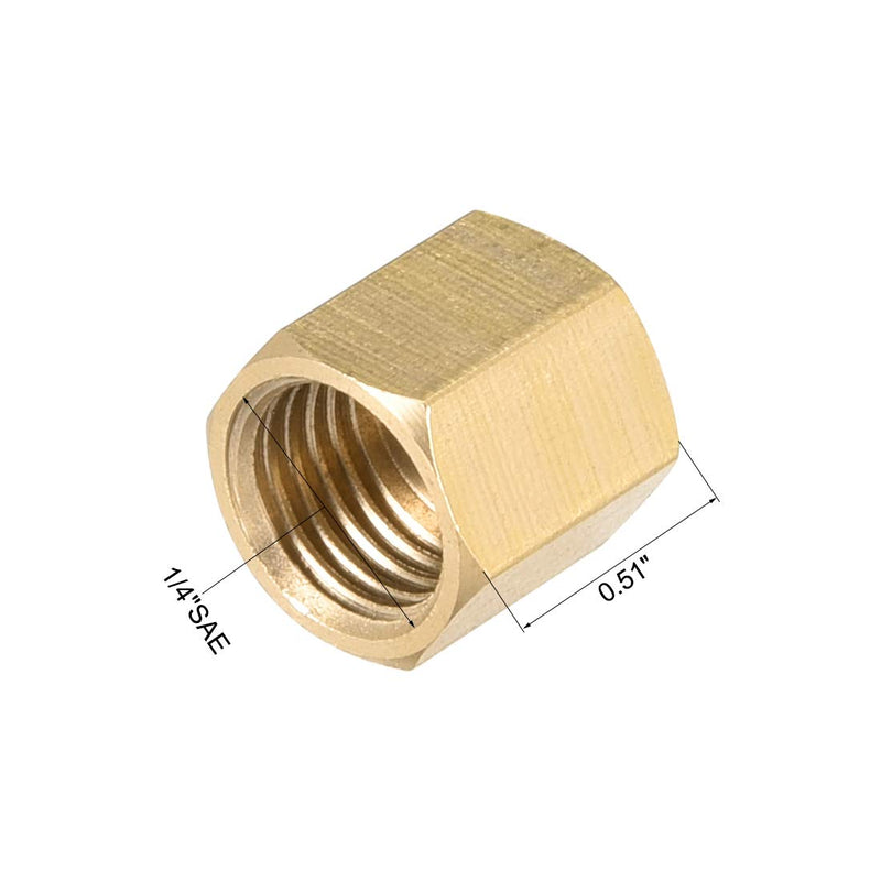 [Australia - AusPower] - uxcell 1/4SAE Pipe Fitting Valve Cap, Brass Hex Female Thread Hose Connector, for Garden and Outdoor Water Pipes Nozzle Joints, 4Pcs 