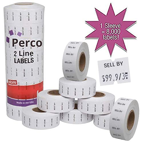 [Australia - AusPower] - Perco "Sell by" 2 Line Labels - 1 Sleeve, 8,000 Sell by Labels for Perco 2 Line Date Guns 