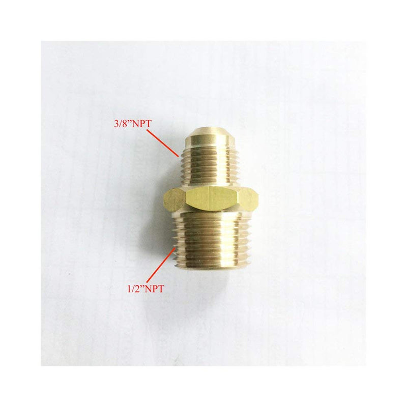 [Australia - AusPower] - 2 PCS Compression Metals Brass Couples Tube Fitting, Half-Union Gas Adapter, 3/8" Flare x 1/2" Male Pipe 