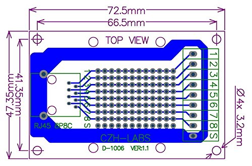 [Australia - AusPower] - Electronics-Salon RJ45 8P8C Right Angle Shielded Jack Breakout Board, Terminal Block Connector. 