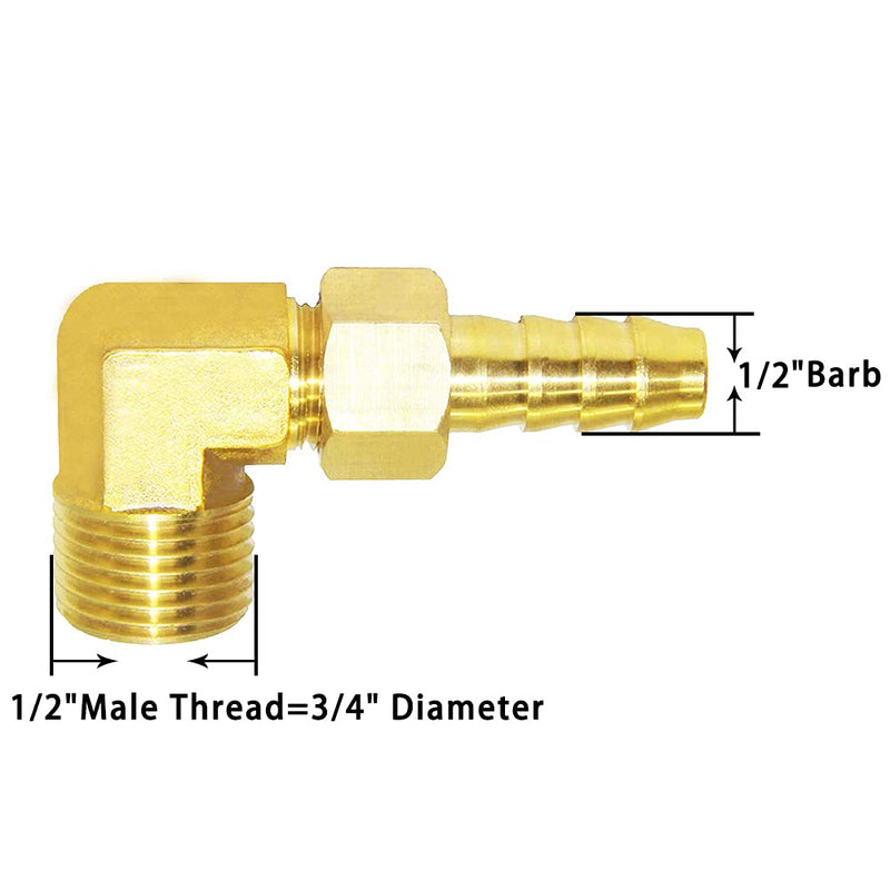 [Australia - AusPower] - Joywayus 90 Degree Elbow Detachable Connector Fitting 1/2" Barb Swivel x 1/2" Male Pipe Brass Hose Fitting for Water Fuel Air 1/2"Barb x 1/2"Male Detachable 