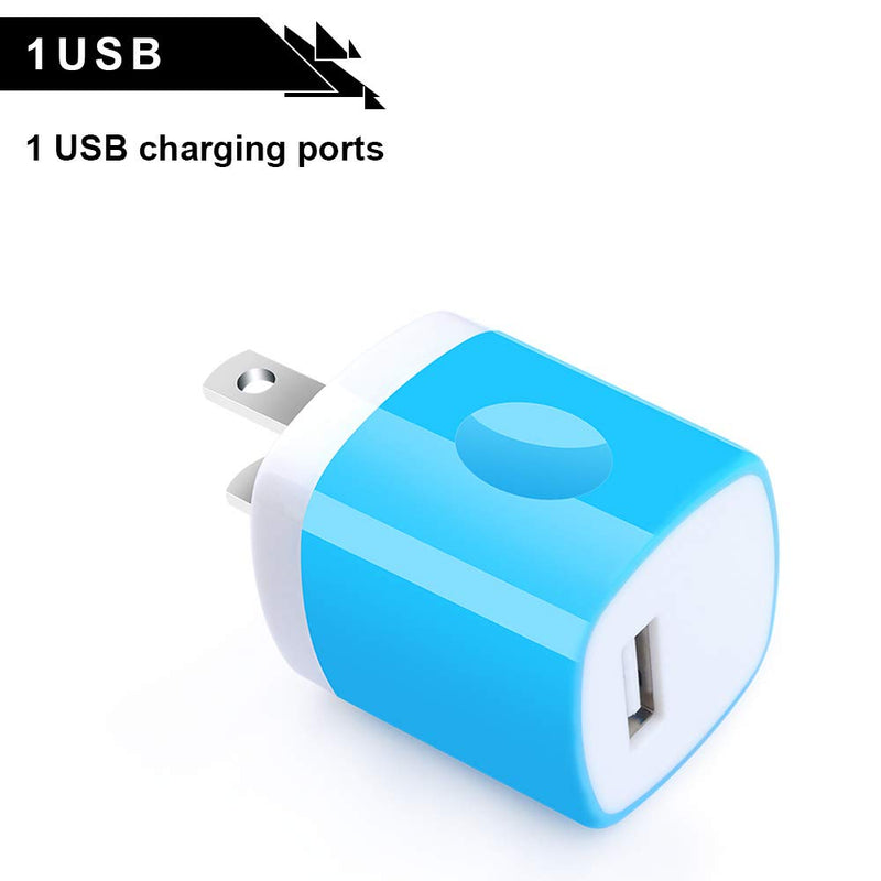 [Australia - AusPower] - USB Block, Charger Plug for iPhone, Charging Cube, NonoUV 4Pack 1Amp Single Port USB Wall Charger Adapter Power Bricks Box for for iPhone SE 11 Pro XR XS X 8 7 6 6s Plus, iPad, Samsung Galaxy S20 S10 Blue, Green, Purple, Rose 