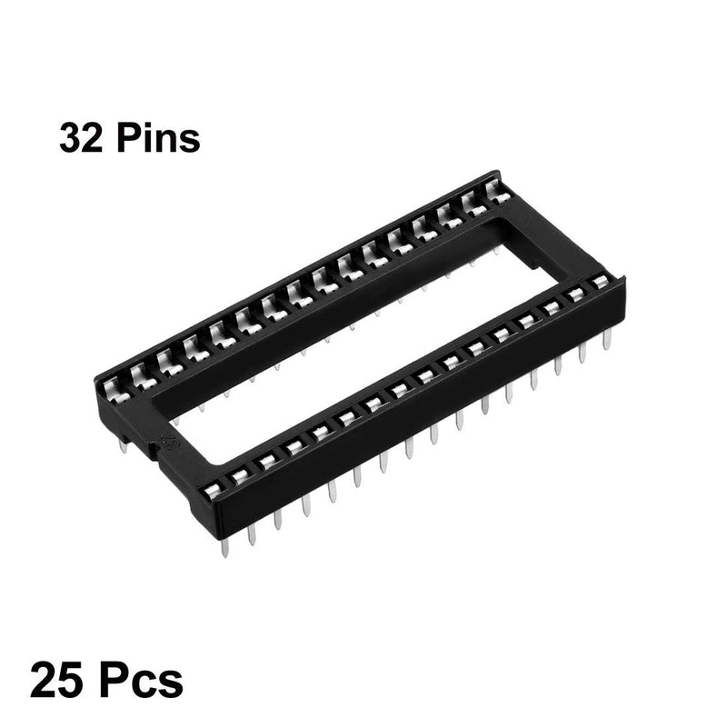 [Australia - AusPower] - uxcell 25pcs DIP IC Chip Socket Adaptor 2.54mm Pitch 15.2mm Row Pitch 2 Row 32 Flat Pins Soldering 