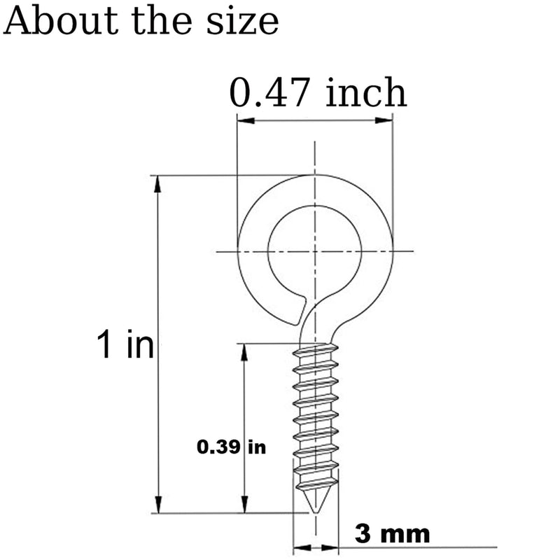 [Australia - AusPower] - Axe Sickle Silver 1 inch Screw Eyes Metal Eye Hooks Small Eyelet Screws, 100 Pcs 