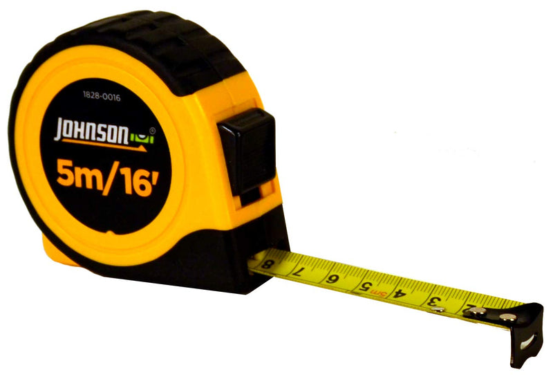 [Australia - AusPower] - Johnson Level & Tool 1828-0016 Metric/Inch Power Tape, 5m/16', Black/Yellow, 1 Tape 