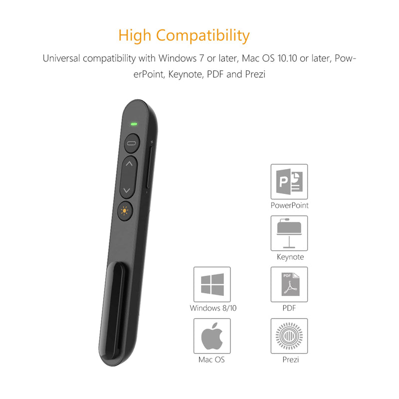 [Australia - AusPower] - Wireless Presenter, 2.4GHz USB Control Presentation PPT PowerPoint Clicker for Mac, Keynote, Laptop, Google Slides - Support Hyperlink and Volume Control (red) 