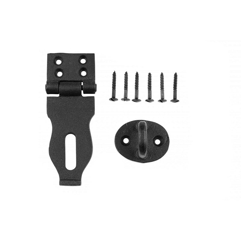 [Australia - AusPower] - Decorative Black Wrought Iron Hasp Lock 4" X 1.75" Heavy Duty Rust Resistant Hasp Latches Safety Padlock Clasps for Cabinets, Chests Or Doors with Screws | Renovators Supply Manufacturing 