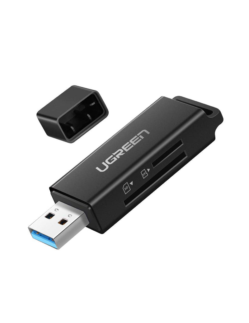 [Australia - AusPower] - UGREEN SD Card Reader Portable USB 3.0 Dual Slot Flash Memory Card Adapter Hub for TF SD Micro SD SDXC SDHC MMC RS-MMC Micro SDXC Micro SDHC UHS-I for Mac Windows Linux Chrome PC Laptop 