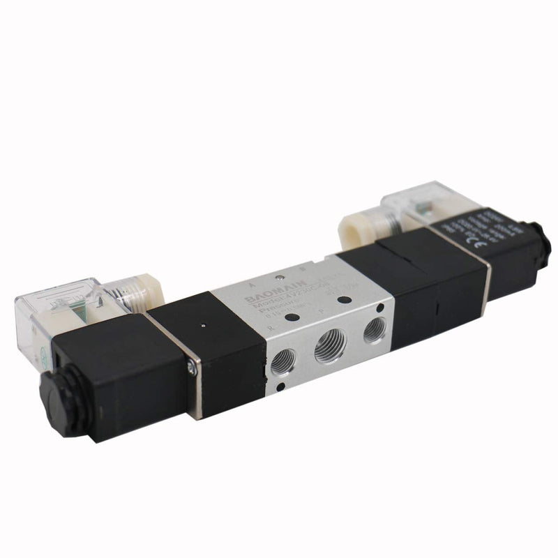 Baomain Pneumatic Solenoid Air Valve 4V230C-08 DC 24V 5 Way 3 Position ...